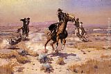 Charles Marion Russell At Rope's End painting